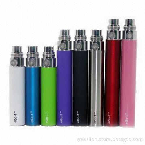 Hot-selling eGo-T E-cigarette Batteries with 650/900/1,100mAh Capacity, 2.7 to 3 Ohms Resistance
